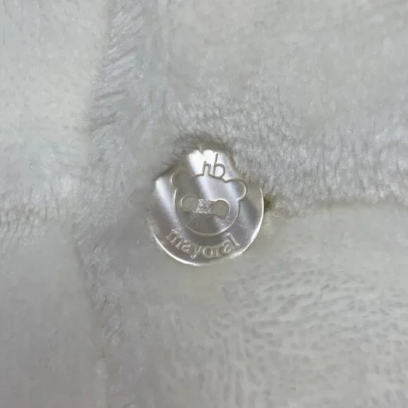 MAYORAL Baby Winter Coat Girls 6-9 Months Bunny Ears White Hooded Infant Jacket - Picture 10 of 12